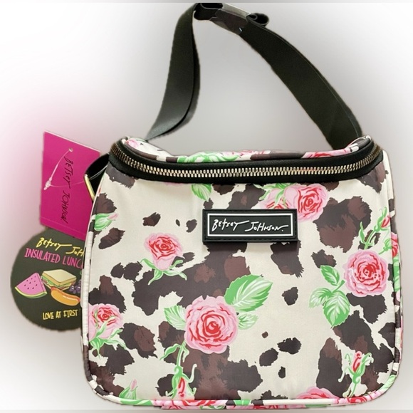 Betsey Johnson Pink Floral and Cow Print cooler Bag - Picture 3 of 5